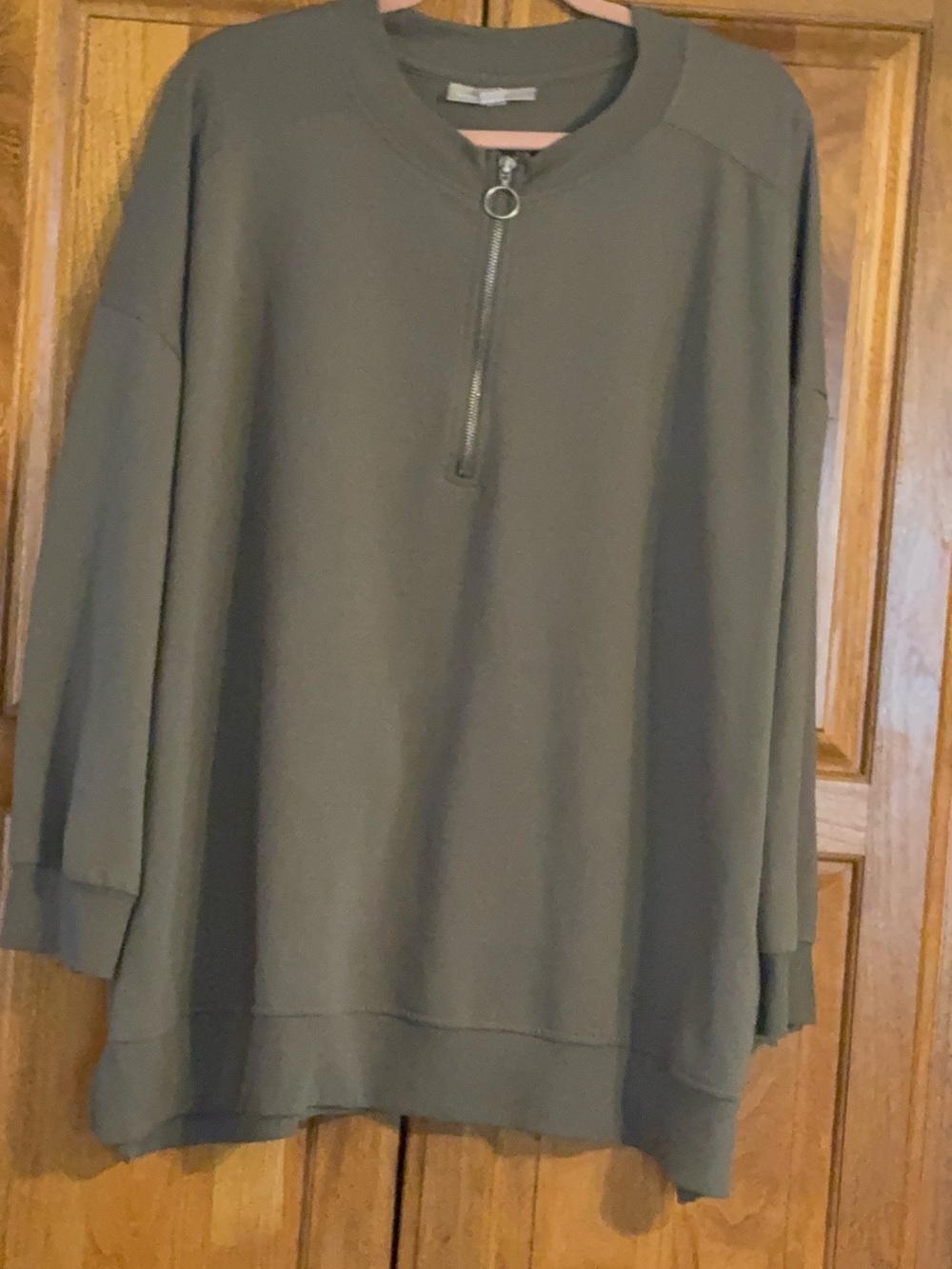 Woman Within Olive Green Quarter-Zip Women's Sweatshirt 22/24
